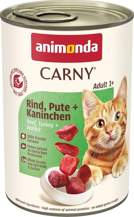 animonda Carny Adult Rind, Pute und Kaninchen, 9.60kg (24x 400g)