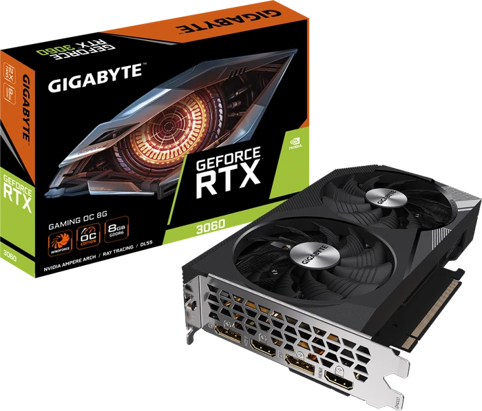 GIGABYTE GeForce RTX 3060 Gaming OC 8G (Rev. 1.0), 8GB GDDR6, 2x HDMI, 2x DP