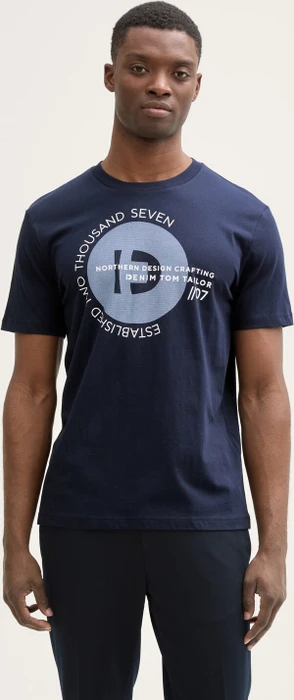 Tom Tailor Basic mit Logo-Print T-Shirt kurzarm dark navy (Herren)