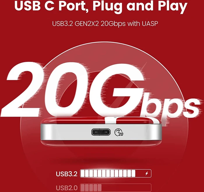 Orico SUPRE-20G SSD, rot, 1TB, USB-C 3.2