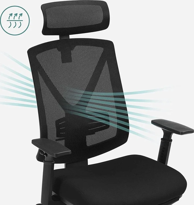Songmics Bürostuhl mit Fußstütze, schwarz