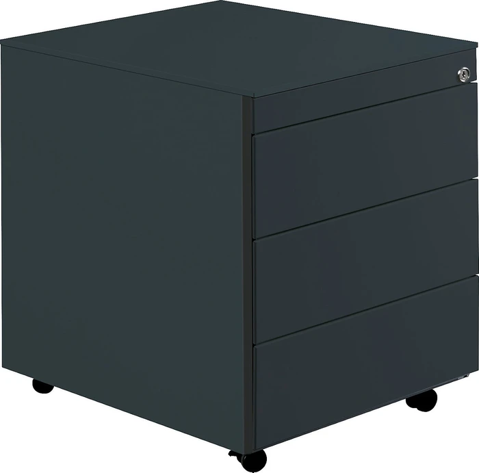 mauser Rollcontainer line, 1x Utensilienauszug, 3x Materialschublade, anthrazitgrau