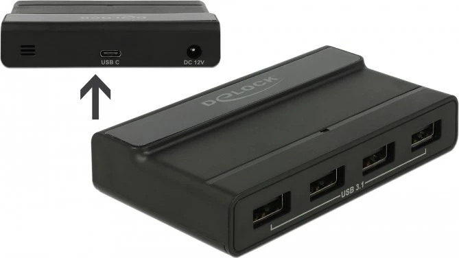 DeLOCK USB-Hub, 4x USB-A 3.1, USB-C 3.1 [Buchse]