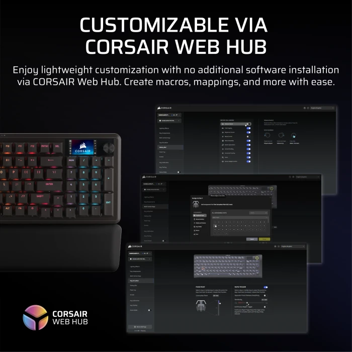 Corsair Vanguard PRO 96 Hall Effect, schwarz, LEDs RGB, Corsair MGX Hyperdrive, USB, DE