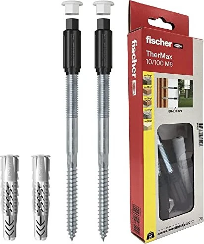 fischer TherMax 10/100 M8 (2) Abstandsmontagesystem Schrauben/Dübel-Sortiment, 2 Stück