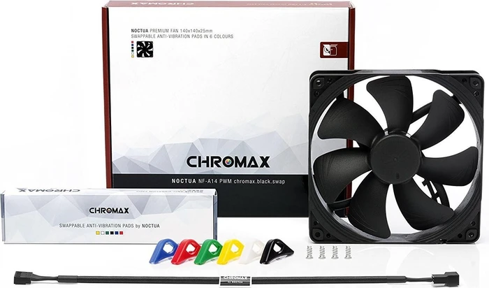 Noctua NF-A14 PWM chromax.black.swap blau, 140mm, 4er-Pack
