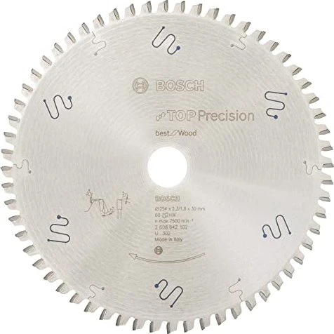 Bosch Professional Top Precision Best for Wood Kreissägeblatt 60Z, 254x1.8x30mm, 1 Stück