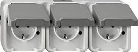 Merten Aquastar SCHUKO-Dreifach-Steckdose, lichtgrau