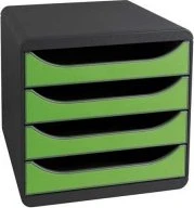Schubladenbox, 4 Schubladen, apfelgrün/schwarz