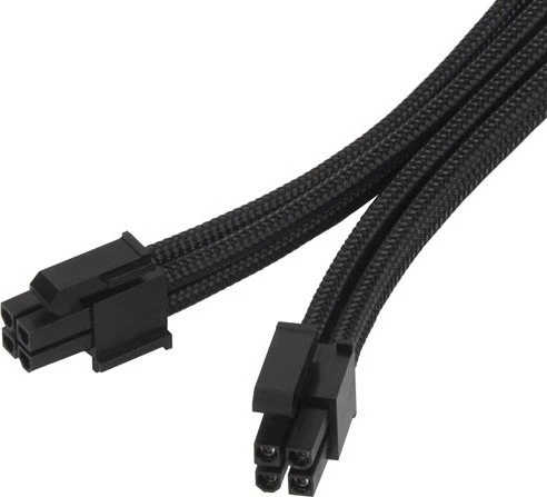 SilverStone PP07E Serie P07E-EPS8B, 4/8-Pin ATX12V Verlängerungskabel, 300mm, sleeved schwarz