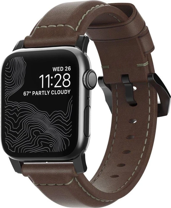 Nomad Traditional Strap Black Hardware für Apple Watch 42mm/44mm braun