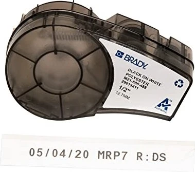Brady Polester White Matte Beschriftungsband, 12.7mm, schwarz/weiß