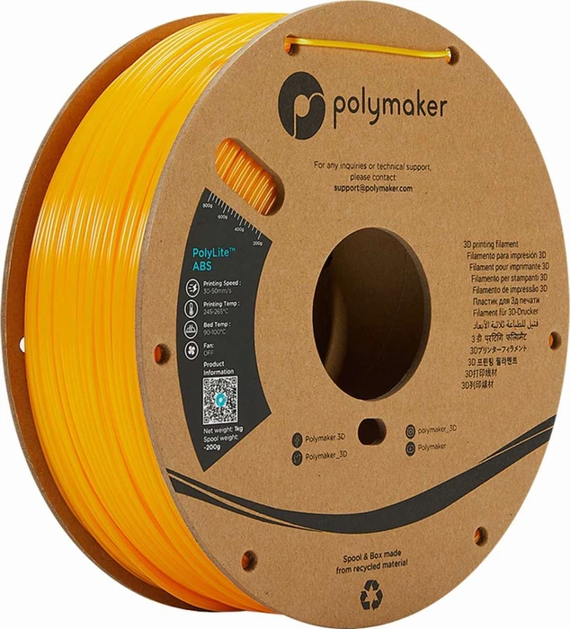 Polymaker PolyLite ABS, gelb, Spule, 2.85mm, 1.00kg