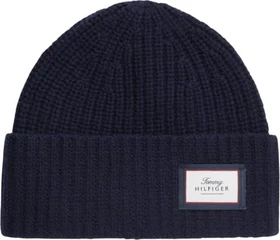 Tommy Hilfiger Rippstrick in reiner Wolle Beanie space blue