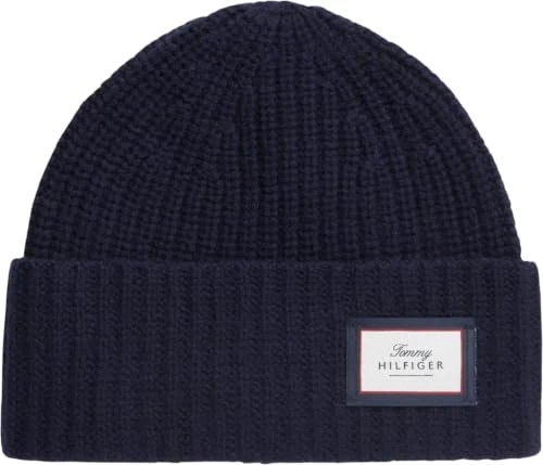 Tommy Hilfiger Rippstrick in reiner Wolle Beanie space blue