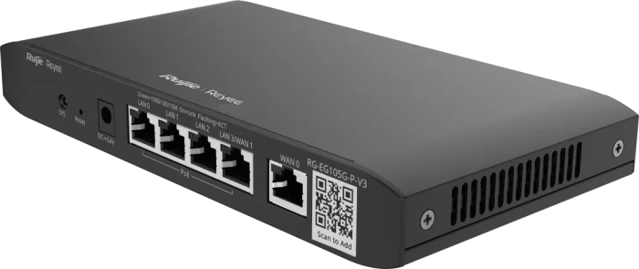 Ruijie Reyee EG100 RG-EG105G-P-V3 Desktop Gigabit Smart Router, 5x RJ-45, 54W PoE+, V3