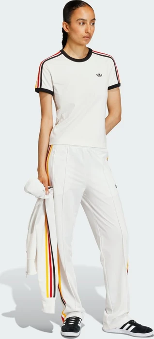 adidas 3-Streifen Slim T-Shirt kurzarm cloud white/black/team power red 2/collegiate gold (Damen)