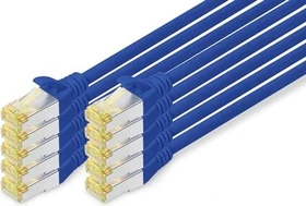 Digitus Patchkabel, Cat6a, S/FTP, RJ-45/RJ-45, 0.25m, blau, 10er-Pack