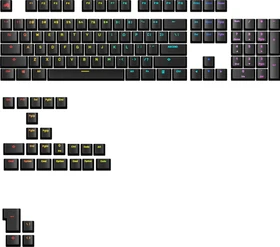 Glorious GPBT Backlit Keycaps, Kunststoff (PBT), schwarz, 130 Tasten, ANSI-US