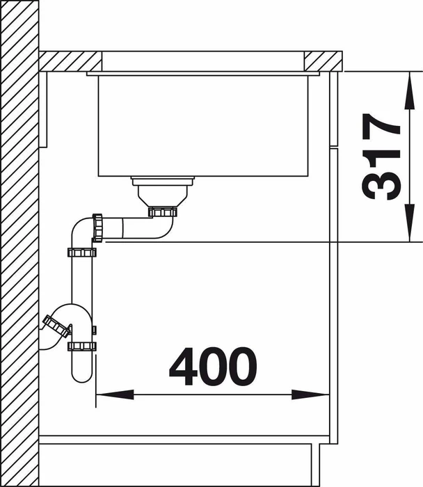 Blanco Etagon 700-U Unterbau Becken mittig anthrazit