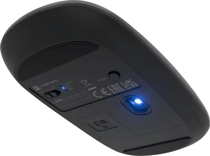 Natec Lark Silent Wireless Mouse grau, USB/Bluetooth