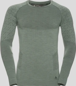 Odlo Slokar Performance Wool Baselayer Funktionsshirt langarm hedge green/black (Herren)