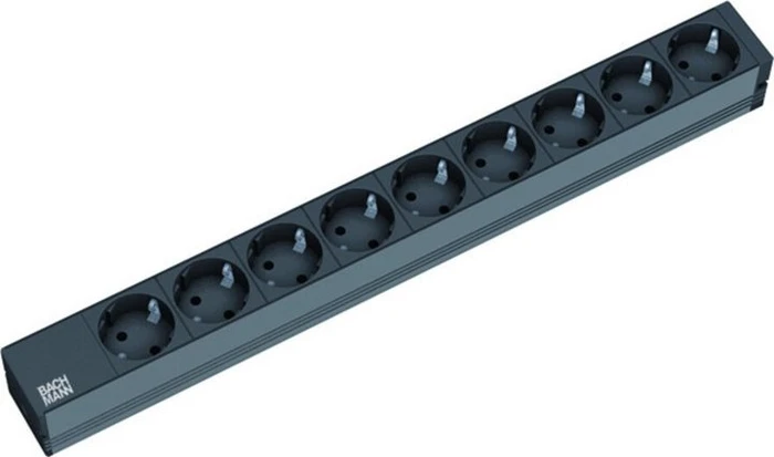 Bachmann 19" IT PDU Basic ALU, 1HE, 9-fach, 230V, schwarz, 2m