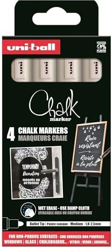 Uni-Ball Chalk PWE-5M Kreidemarker weiß, 4er-Pack