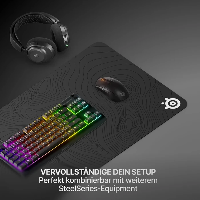 SteelSeries QcK XXL Topographic Limited Edition, 900x400mm, Muster schwarz/grau