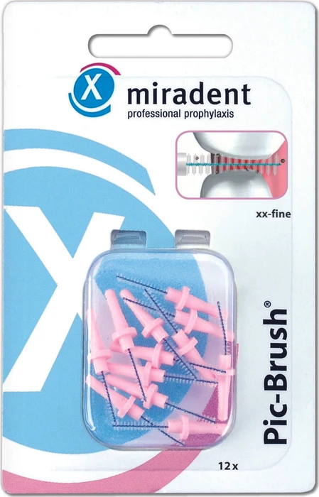 Miradent Pic-Brush Ersatz Interdentalbürste xx-fine pink, 12 Stück