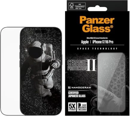 PanzerGlass Ceramic II Screen Protector Ultra-Wide Fit w. EasyAligner für Apple iPhone 17