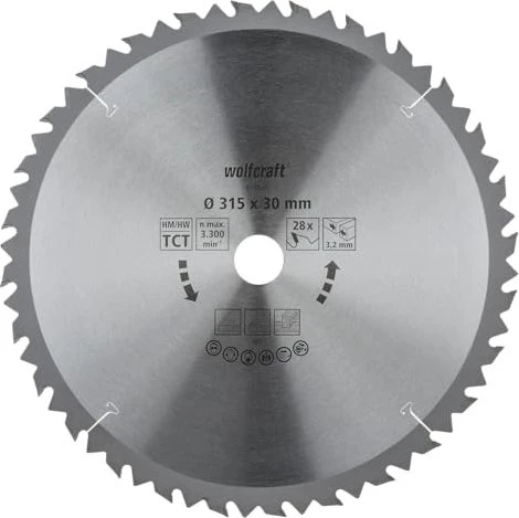 Wolfcraft Serie Braun Kreissägeblatt 28Z, 315x3.2x30mm, 1 Stück