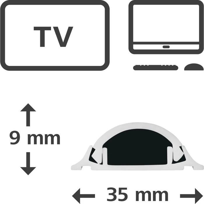 Hama PVC Kabelkanal halbrund, 1m, weiß