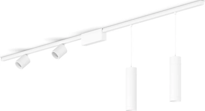 Philips Hue White and Color Ambiance Basis Perifo Schienensystem für die Decke gerade mit 2 Spots & 2 Pendelleuchten weiß