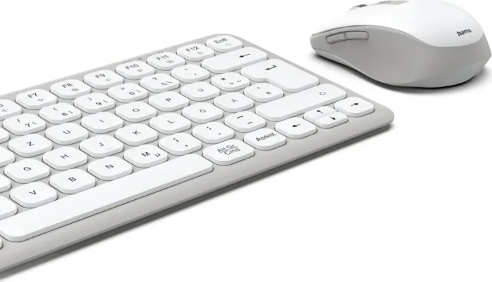 Hama WKM-500 Multi-Device-Tastatur-Maus-Set, klein, weiß, USB/Bluetooth, DE