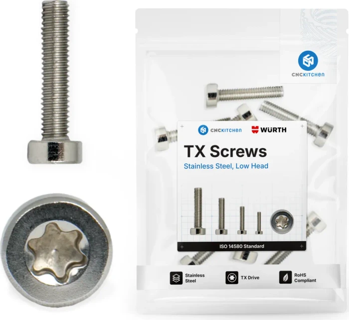 CNC Kitchen M4x16 Schrauben A2-70, TX20, 25er-Pack