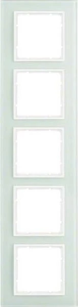 Berker B.7 Glas-Rahmen 5fach, Glas polarweiß/polarweiß matt