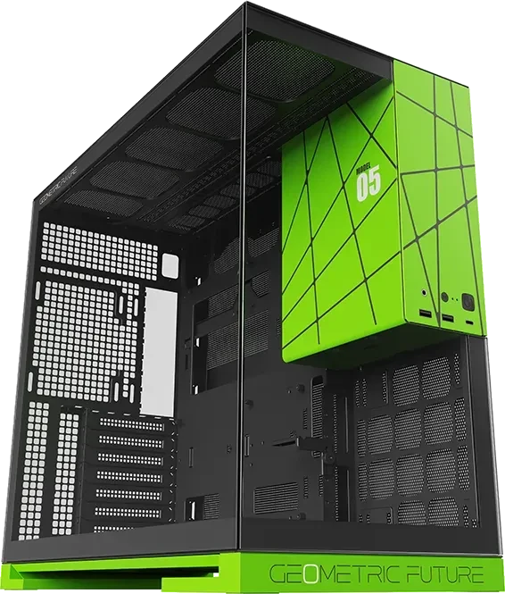 Geometric Future Model 5 Black/Green, inkl. Lüfter, Glasfenster