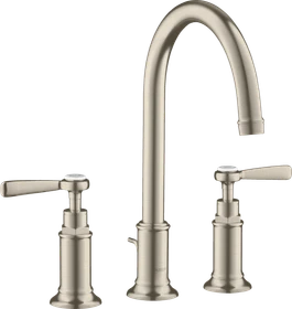 Hansgrohe Axor Montreux 3-Loch Waschtischarmatur 180 mit Hebelgriffen und Zugstangen-Ablaufgarnitur brushed nickel