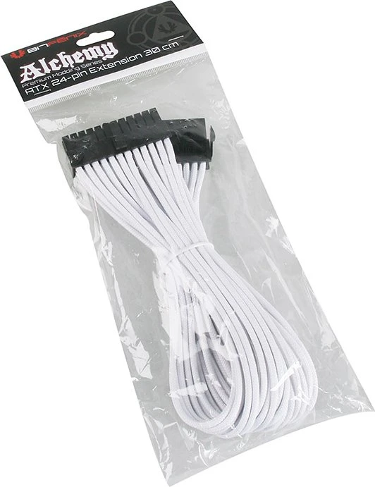 BitFenix Alchemy 24-Pin ATX Verlängerung 30cm, sleeved weiß/schwarz