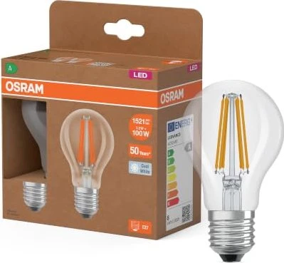 Osram Ledvance LED Classic A 100 Filament 7.2W/840 E27 Clear, 2 Stück
