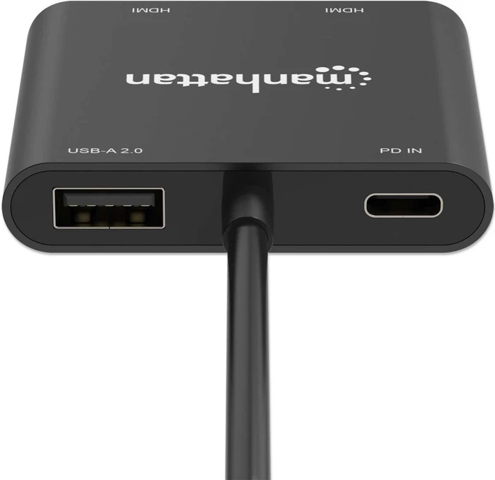 Manhattan USB-C auf 2x HDMI Adapter mit USB PD, USB-C 3.0 [Stecker]