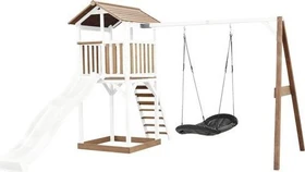 Axi Spielturm Beach Tower mit Rutsche und Nestschaukel braun/weiß
