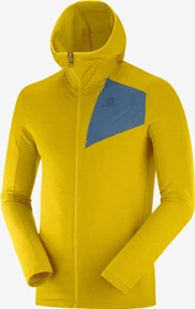 Salomon Essential Lightwarm Hooded Jacke lemon curry/dark denim (Herren)