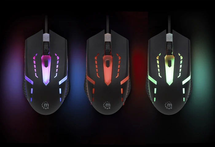 Manhattan RGB Gaming-Maus, 4 Tasten, 1500dpi, schwarz, USB