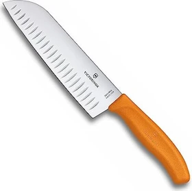 Victorinox SwissClassic Santokumesser mit Kullenschliff, 17cm orange