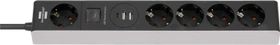 Brennenstuhl Premium-Line Steckdosenleiste mit USB Power Delivery, 1x USB-C/2x USB-A, 5-fach, 1.5m, grau/schwarz
