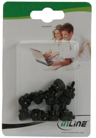 InLine Rändelschrauben für Gehäuse, schwarz, 10er-Pack