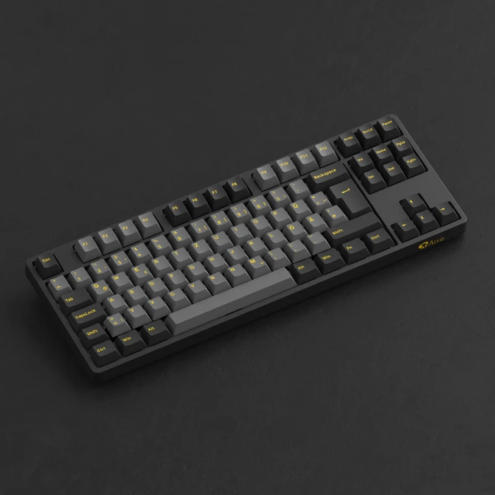Akko 5087S V1, Black & Gold, schwarz/gelb, LEDs RGB, hot-swap, V3 Pro Cream Yellow, USB, DE