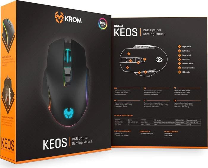 Krom Keos RGB Gaming Mouse, schwarz, USB